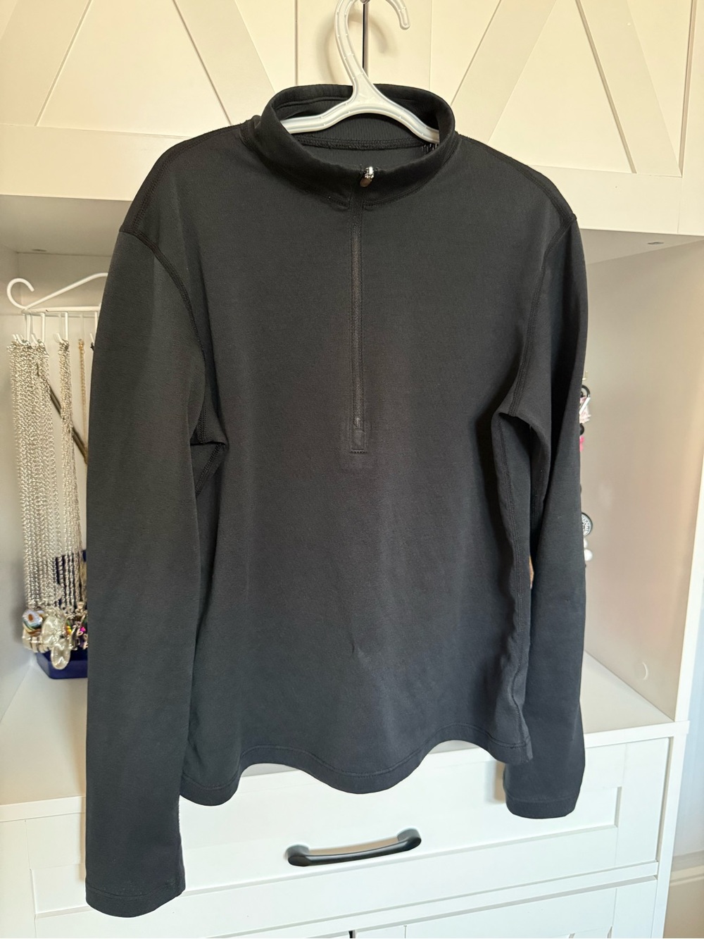 Girls' Black Long-Sleeve Half-Zip Top